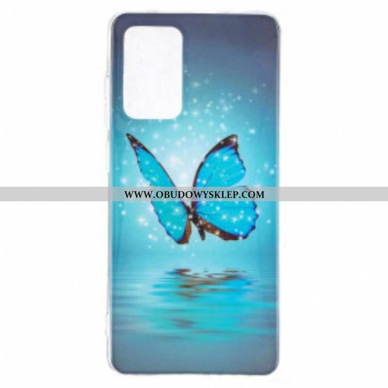 Etui do Samsung Galaxy A52 4G / A52 5G / A52s 5G Fluorescencyjny Niebieski Motyl