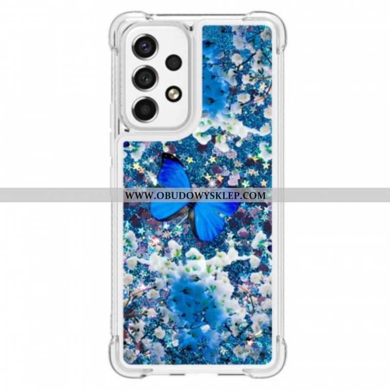 Etui do Samsung Galaxy A53 5G Błyszczące Niebieskie Motyle