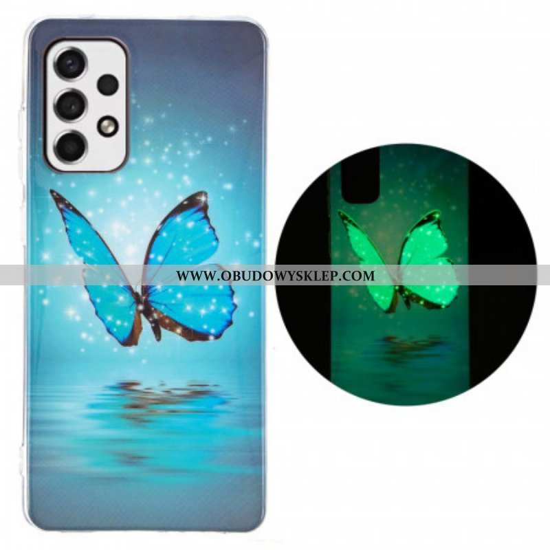 Etui do Samsung Galaxy A53 5G Fluorescencyjny Niebieski Motyl