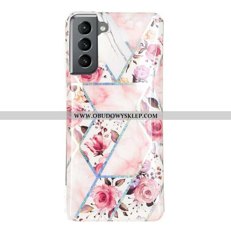 Etui do Samsung Galaxy S21 FE Marmurkowe Kwiaty