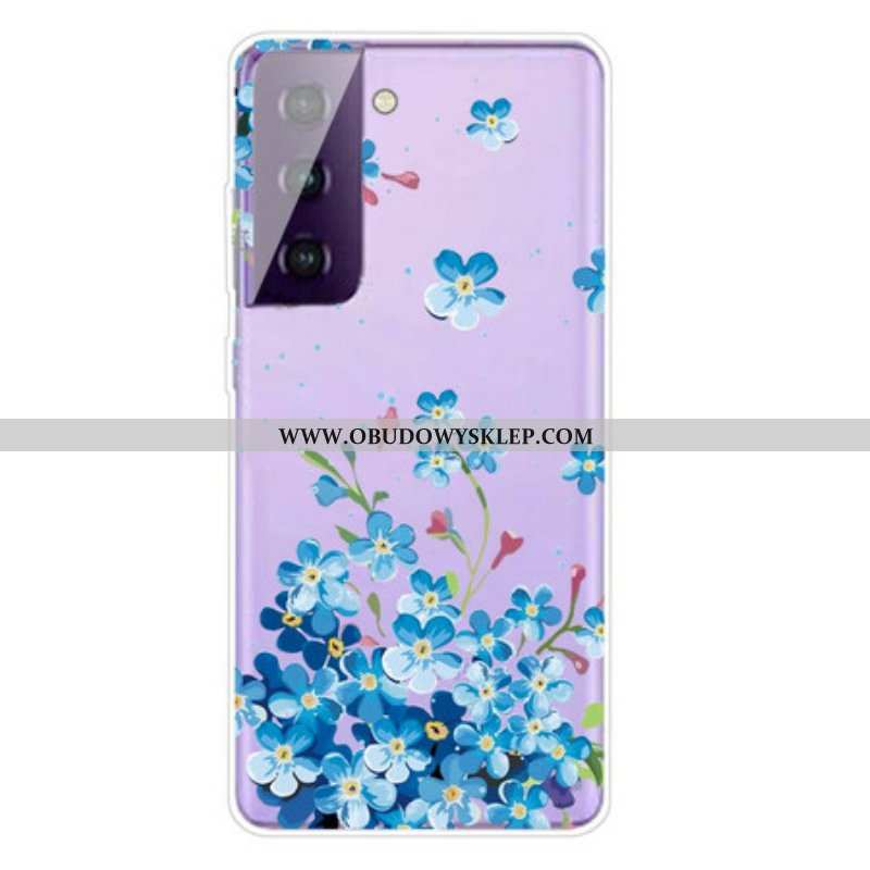 Etui do Samsung Galaxy S21 Plus 5G Niebieskie Kwiaty