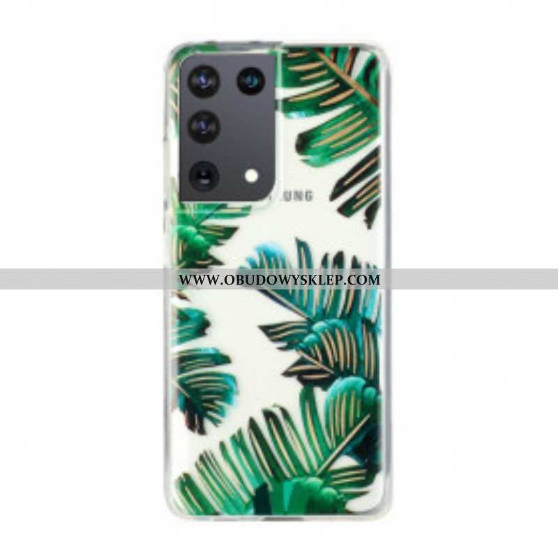 Etui do Samsung Galaxy S21 Ultra 5G Bezszwowe Zielone Liście