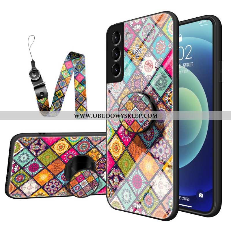 Etui do Samsung Galaxy S22 5G Patchworkowy Uchwyt Magnetyczny