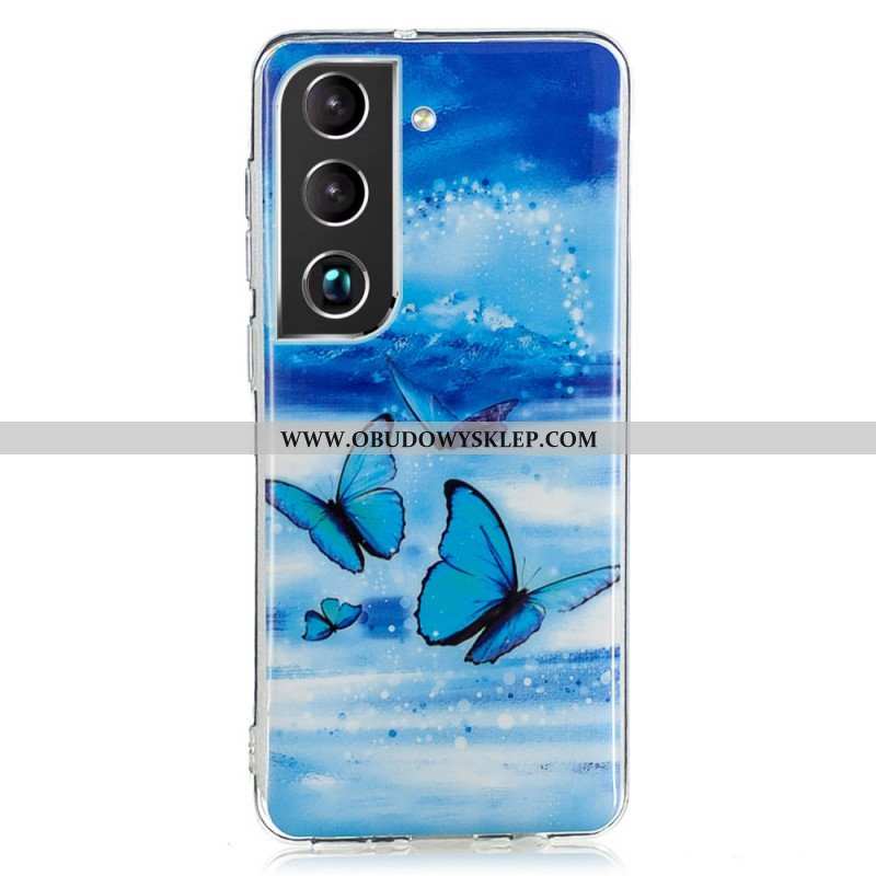 Etui do Samsung Galaxy S22 Plus 5G Fluorescencyjne Niebieskie Motyle