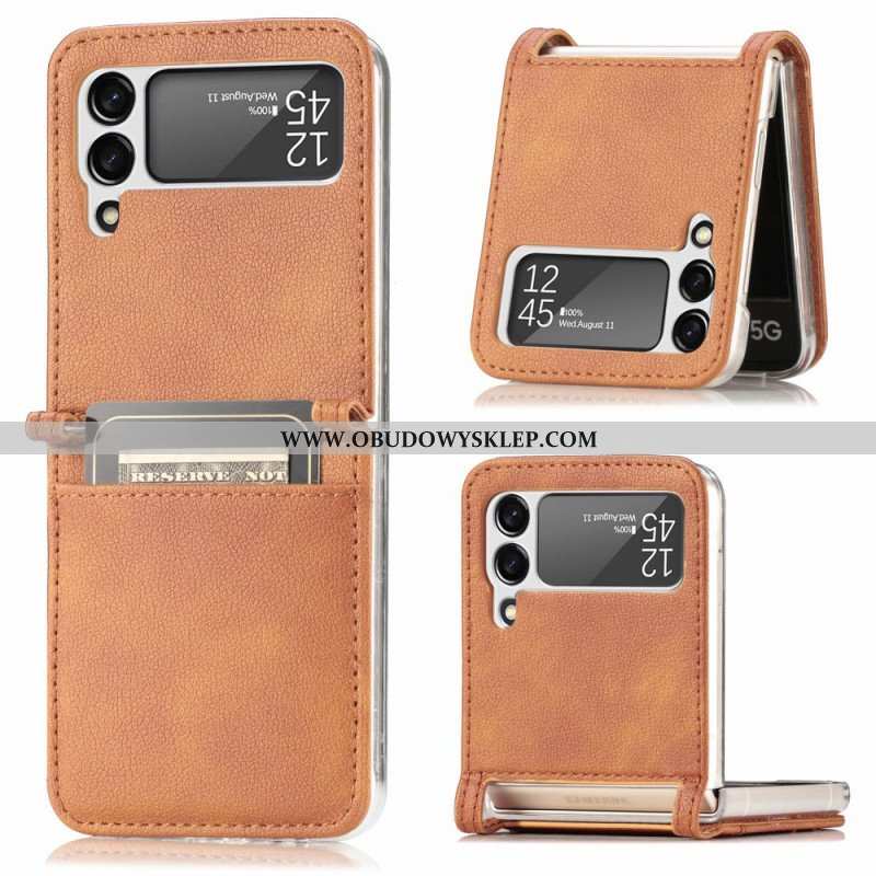 Etui do Samsung Galaxy Z Flip 3 5G Etui Folio Posiadacz Karty Ze Skóry Teksturowanej