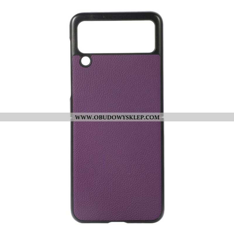 Etui do Samsung Galaxy Z Flip 3 5G Etui Folio Prawdziwa Skóra Litchi