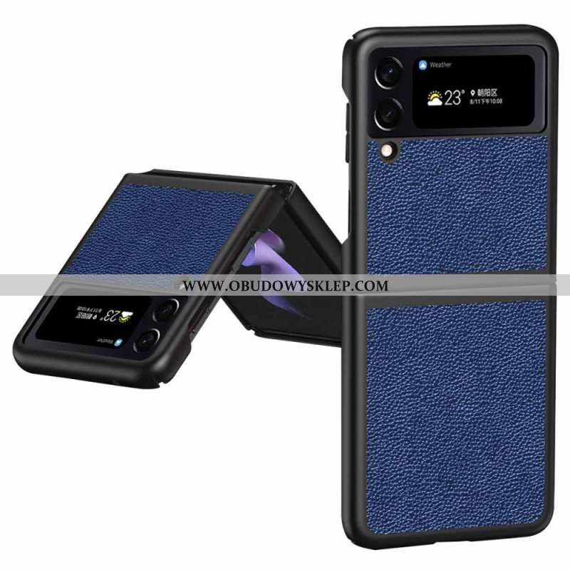 Etui do Samsung Galaxy Z Flip 4 Etui Folio Oryginalna Skóra W Kolorze Liczi