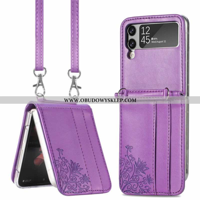 Etui do Samsung Galaxy Z Flip 4 Etui Folio Pasek Na Ramię Kwiaty