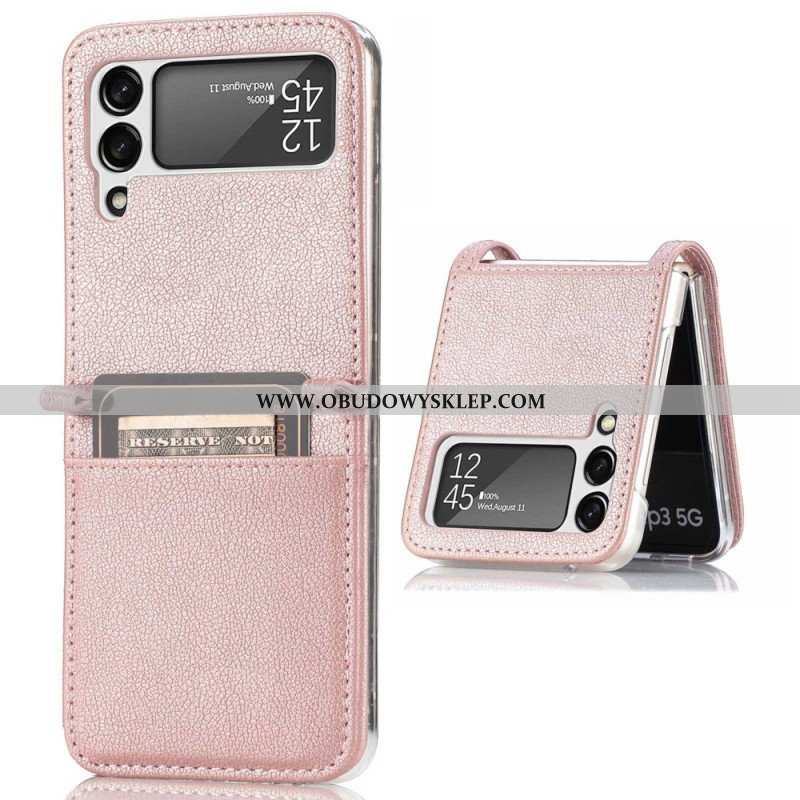 Etui do Samsung Galaxy Z Flip 4 Etui Folio Skórzane Etui Na Karty W Stylu Litchi