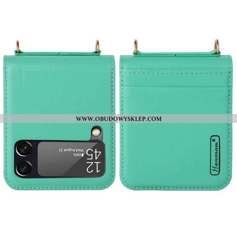 Etui do Samsung Galaxy Z Flip 4 Etui Folio Skórzany Styl Z Paskiem