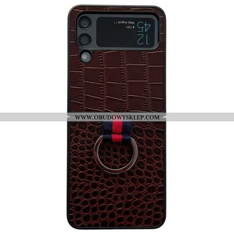 Etui do Samsung Galaxy Z Flip 4 Etui Folio Styl Krokodyla I Pierścienia