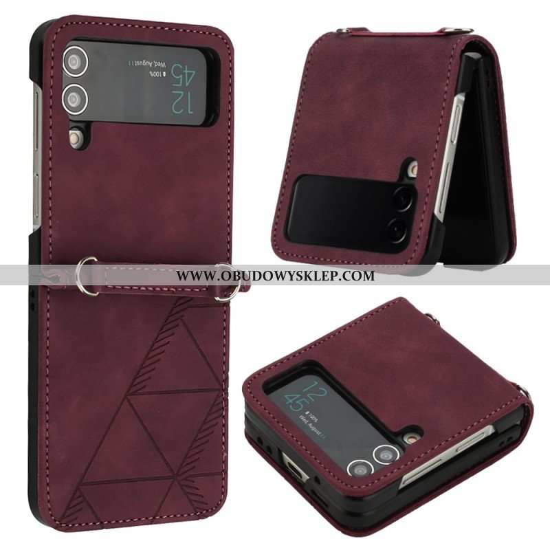 Etui do Samsung Galaxy Z Flip 4 Etui Folio Trójkąty Ze Sztucznej Skóry