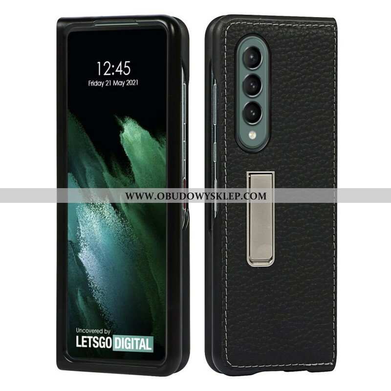 Etui do Samsung Galaxy Z Fold 3 5G Oryginalna Skórzana Obsługa Bez Użycia Rąk Litchi