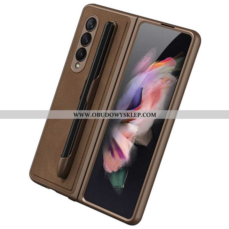 Etui do Samsung Galaxy Z Fold 3 5G Uchwyt Na Rysik Z Efektem Skóry Gkk