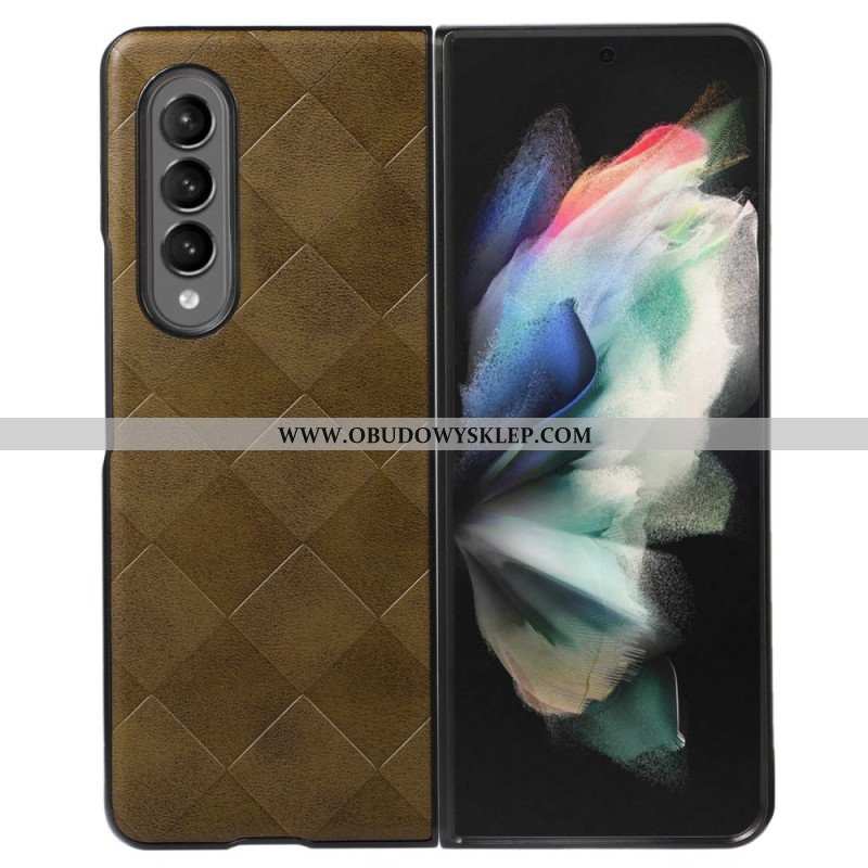 Etui do Samsung Galaxy Z Fold 4 Wzór W Kratkę Z Imitacji Skóry