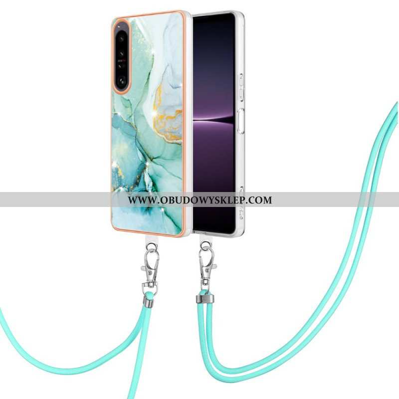 Etui do Sony Xperia 1 IV ze Sznurkiem Z Marmurowym Sznurkiem