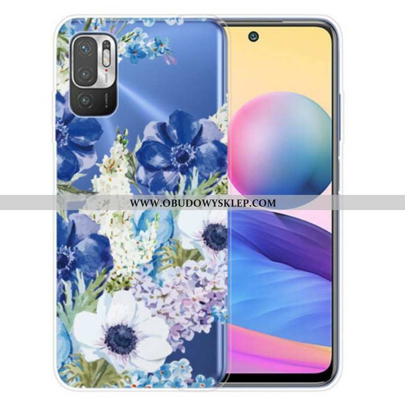 Etui do Xiaomi Redmi Note 10 5G Akwarela Niebieskie Kwiaty