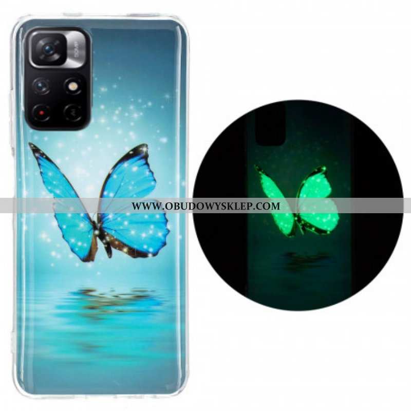 Etui do Xiaomi Redmi Note 11 Pro Plus 5G Fluorescencyjny Niebieski Motyl