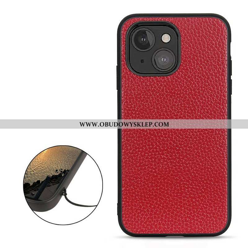 Etui do iPhone 13 Mini Prawdziwa Skóra Litchi