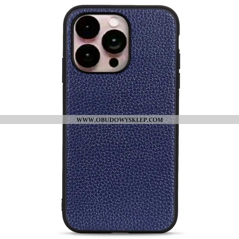 Etui do iPhone 14 Pro Max Prawdziwa Skóra Litchi