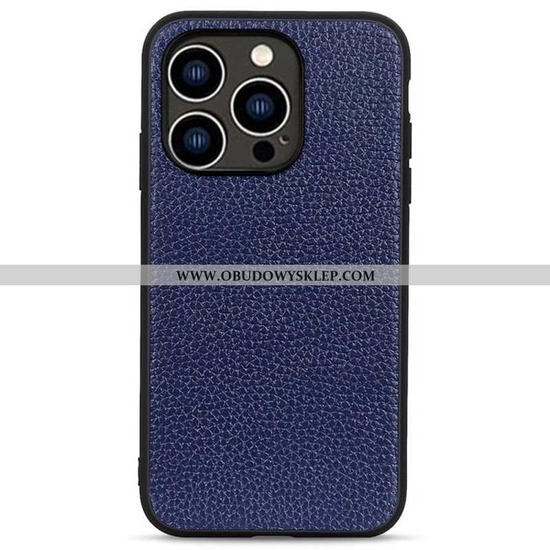 Etui do iPhone 14 Pro Prawdziwa Skóra Litchi