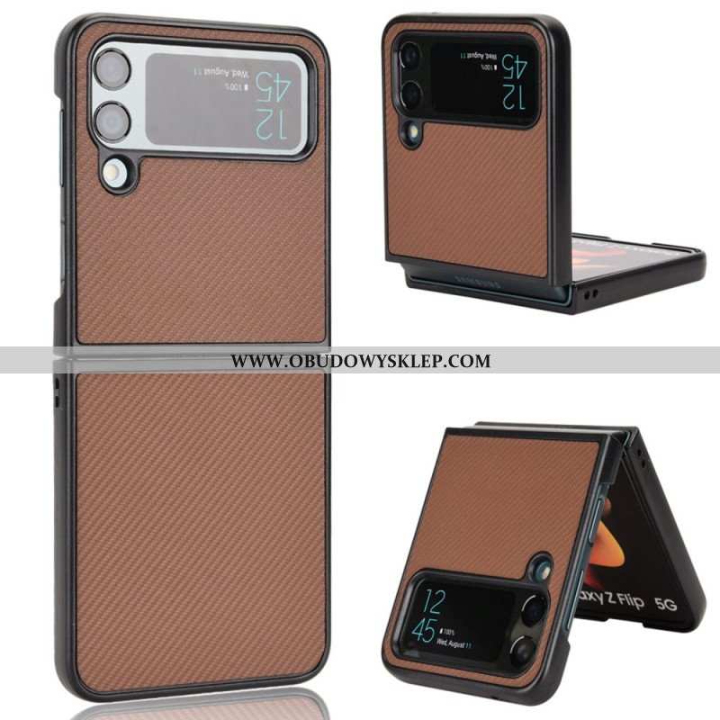 Futerały do Samsung Galaxy Z Flip 4 Etui Folio Tekstura Włókna Węglowego Z Efektem Skóry