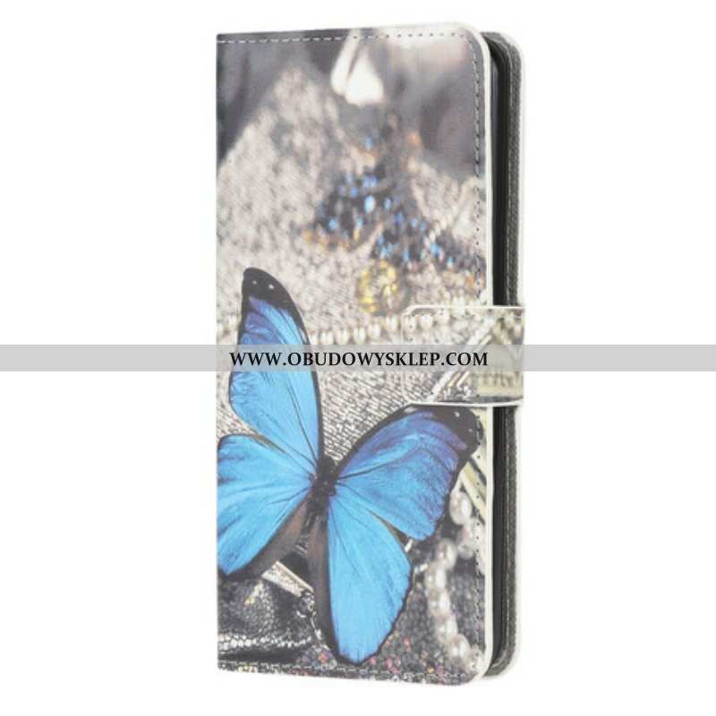 Obudowa Etui Na Telefon do Samsung Galaxy A42 5G Prestiżowy Motyl W Kolorze Niebieskim