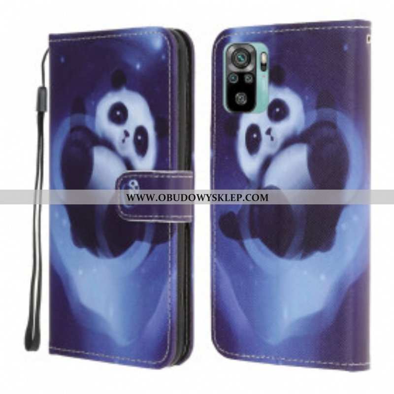 Obudowa Etui Na Telefon do Xiaomi Redmi Note 10 / 10S z Łańcuch Panda Space Ze Smyczą