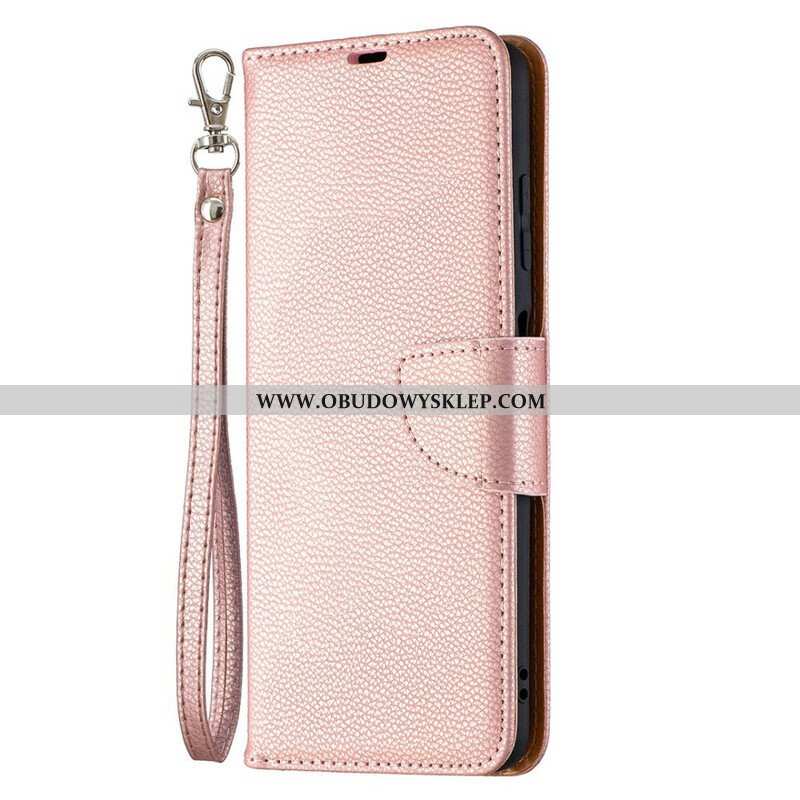 Skórzany Futerał do Poco X3 / X3 Pro / X3 NFC Etui Folio Liczi Rabat Ukośne