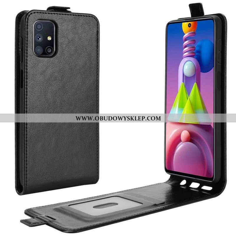 Skórzany Futerał do Samsung Galaxy M51 Etui Folio Pionowa Klapa Z Efektem Skóry