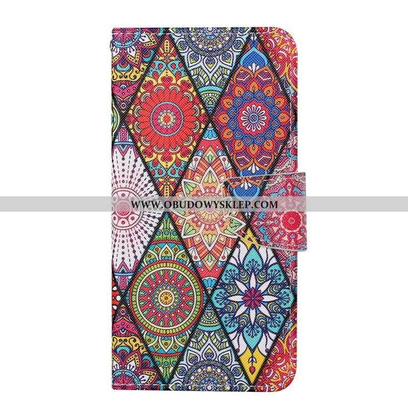 Skórzany Futerał do iPhone 13 Pro Patchwork Ze Smyczą