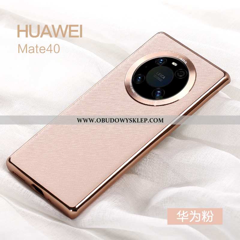 Etui Huawei Mate 40 Luksusowy Cienkie Różowe, Futerał Huawei Mate 40 Prawdziwa Skóra Super Rozowa