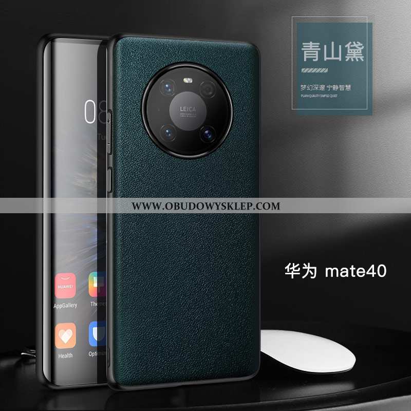 Etui Huawei Mate 40 Prawdziwa Skóra Górna Skóra Trendy, Futerał Huawei Mate 40 Skóra Zielone