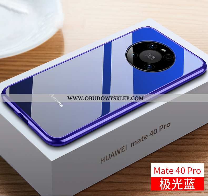 Pokrowce Huawei Mate 40 Pro Cienkie Nowy Ochraniacz, Obudowa Huawei Mate 40 Pro Metal Szkło Niebiesk