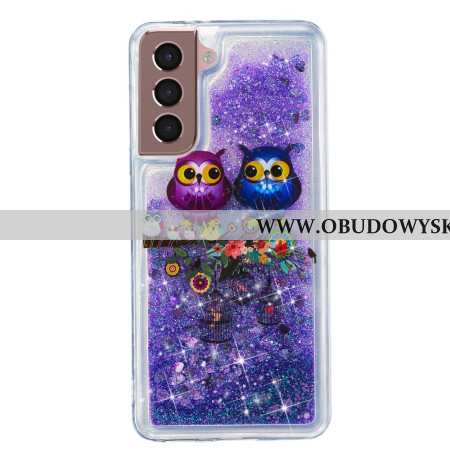 Etui Do Samsung Galaxy S24 Plus 5g Płynny Brokat Dwie Sowy