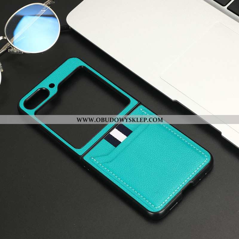 Etui Do Samsung Galaxy Z Flip 5 Skórzane Etui Na Karty Litchi