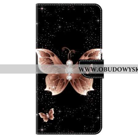 Etui Folio Do Google Pixel 9 Różowy Diamentowy Motyl