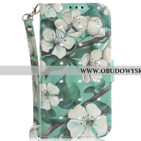 Etui Folio Do Oppo Reno 12 5g Akwarela Kwiaty Z Paskiem