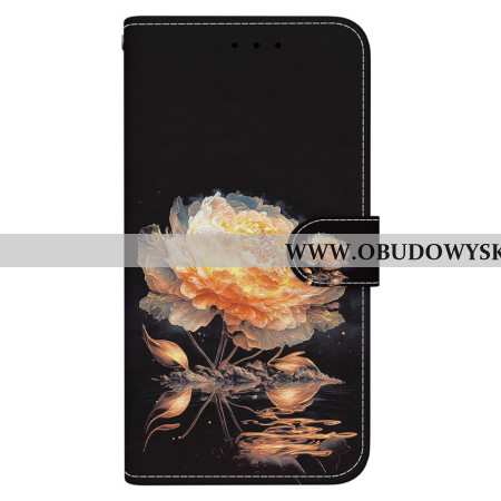 Etui Folio Do Oppo Reno 12 5g Złota Piwonia Z Paskiem