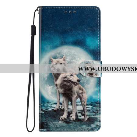 Etui Folio Do Samsung Galaxy A15 5g Dwa Wilki Z Paskami