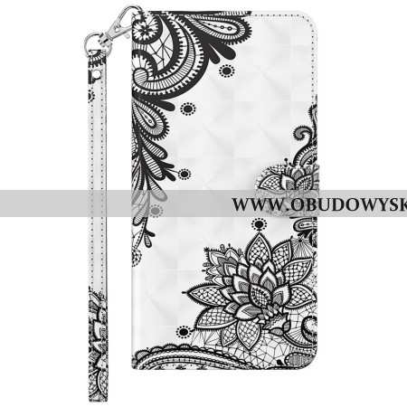 Etui Folio Do Samsung Galaxy A15 Koronkowe Kwiaty Z Paskiem