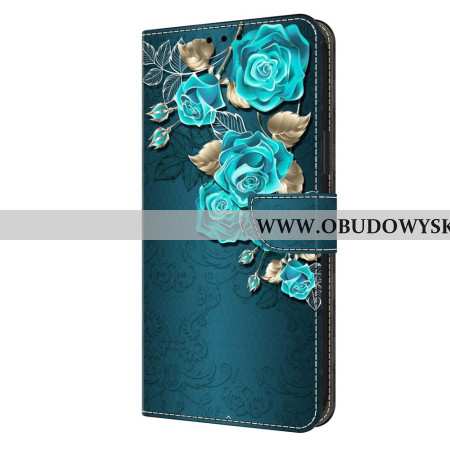 Etui Folio Do Samsung Galaxy A15 Niebieskie Róże