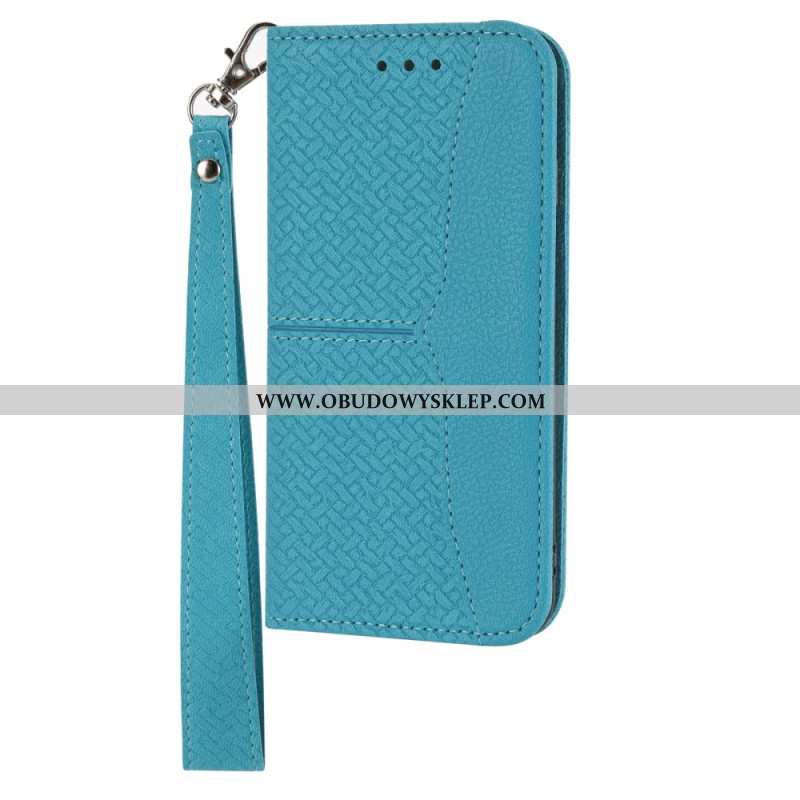 Etui Folio Do Samsung Galaxy A15 Tkany Wzór Z Paskami