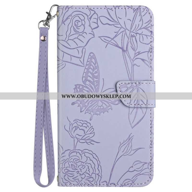 Etui Folio Do Samsung Galaxy M55 5g Nadruk W Motyle Z Paskiem