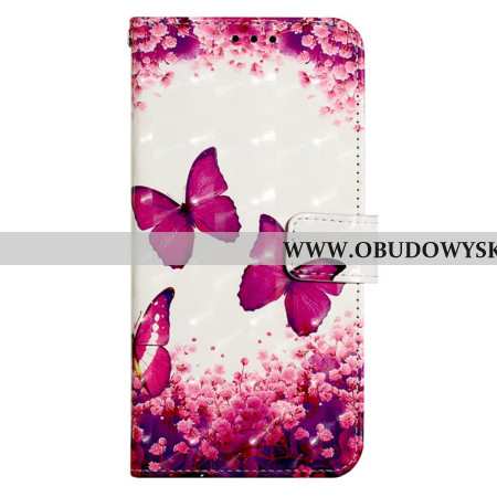 Etui Folio Do Samsung Galaxy S24 5g CZerwone Motyle Z Paskiem