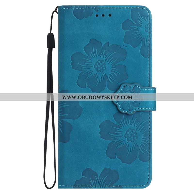 Etui Folio Do Samsung Galaxy S24 5g Drukowane Kwiaty Z Paskiem