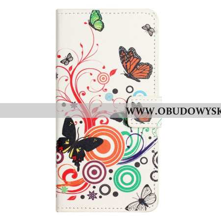 Etui Folio Do Samsung Galaxy S24 5g Motyle Na Białym Tle