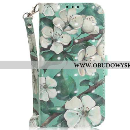 Etui Folio Do Samsung Galaxy S24 Fe Akwarela Kwiaty Z Paskiem