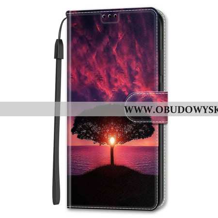 Etui Folio Do Samsung Galaxy S24 Plus 5g CZarne Drzewo O Zachodzie Słońca Z Paskiem