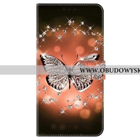 Etui Folio Do Samsung Galaxy S24 Plus 5g Kryształowy Motyl